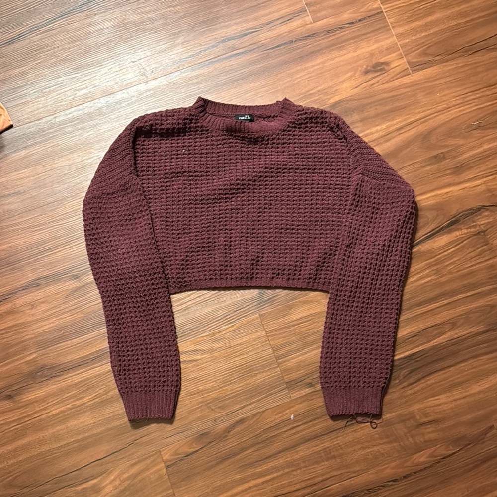 Rue21 Maroon Textured Crew Neck Sweater